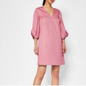 Ted Baker-Soylane bow detail dusty pink tunic dress.Cotton elastane fabric.10